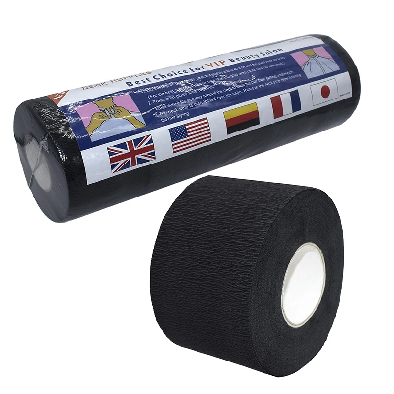 

wholesale cheap price disposable barber neck ruffles waterproof paper roll customize black color neck paper strips for barber