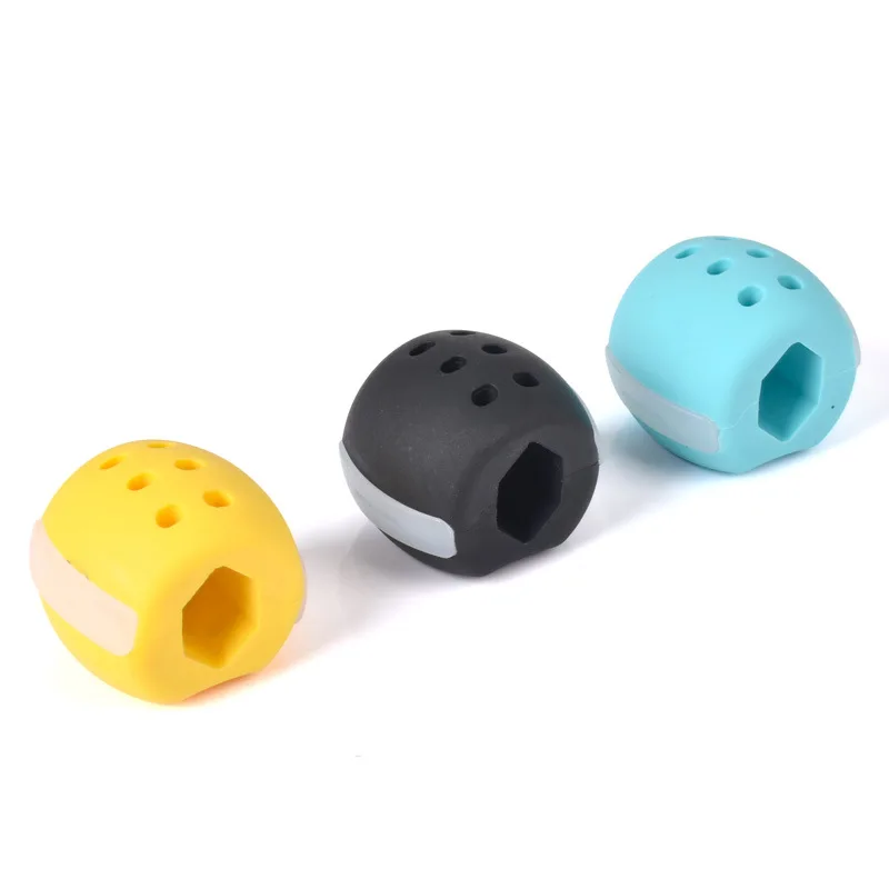 

2021 cheap custom silicone face jawline muscle ball chew jaw exerciser, Black yellow blue or customized