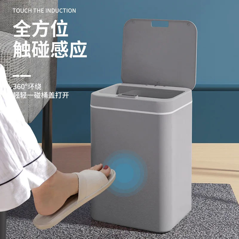 

garbage can kitchen toilet storage bucket large-capacity waste bin automatic smart plastic touchless rubbish bin can with lid, Pink ,gray,white