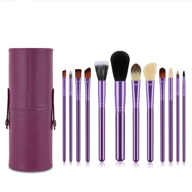 

12pcs Professional Purple Wooden Handle Makeup Brush Set Powder Eye Shadow Makeup Brush Private Label