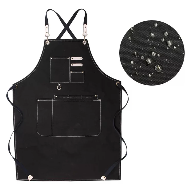 

Crossback custom barber leather apron with canvas baber apron for leather apron men water resistant