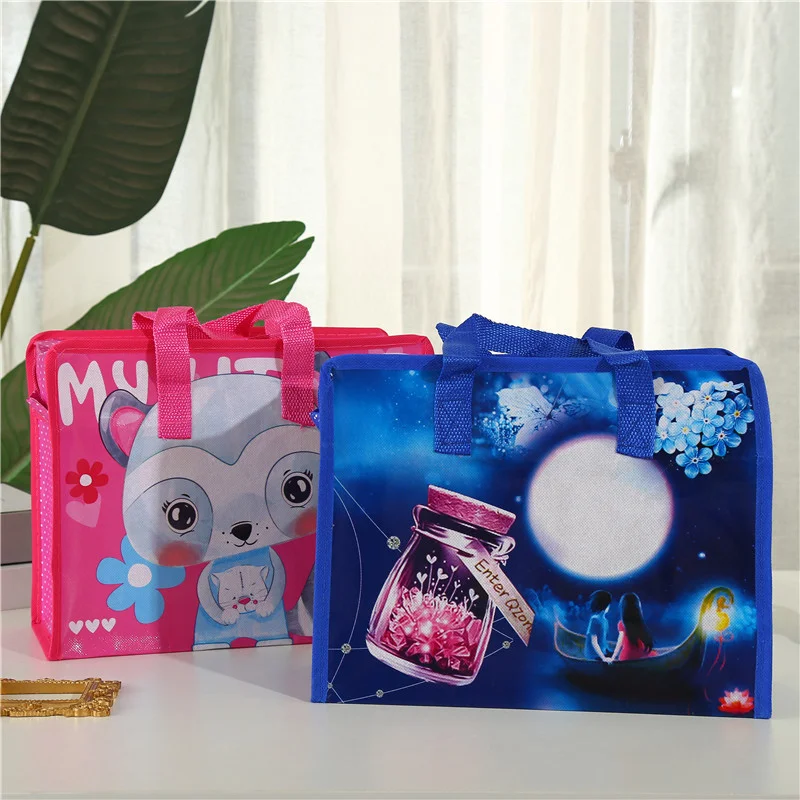 

2021 Hot Sale Fashion Printed High Quality Luxury Small Non Woven Zipper Shopping Bag