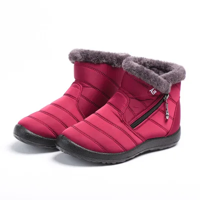 

2021 New Women Side Zipper Snow Shoes Plush Waterproof Keep Warm Comfy Ankle Boots, As picture