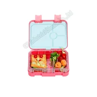 

Stocked leak proof airtight seal lid Kids leak proof plastic 4 compartments tiffin bento lunch box
