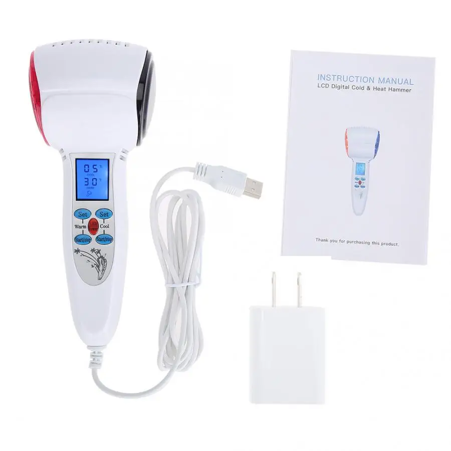 

Home Use Cryotherapy Nutrition Lead-in Machine Beauty Device Face Massager Care LCD Digital Facial Hot and Cold Hammer