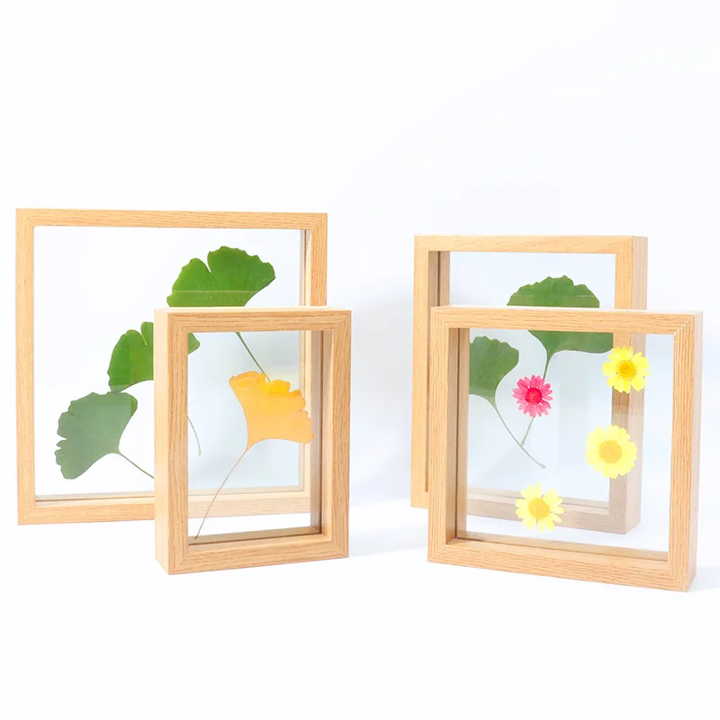 

Creative dried flower leaf specimen frame wholesale square A4 paper cut DIY picture frame double-sided glass photo frame table