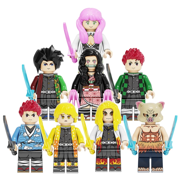 

PG8291 Anime Agatsuma Zenitsu Kamado Nezuko Tanjirou Demon Slayer Mini Action Figures Building Blocks Toys For Kids