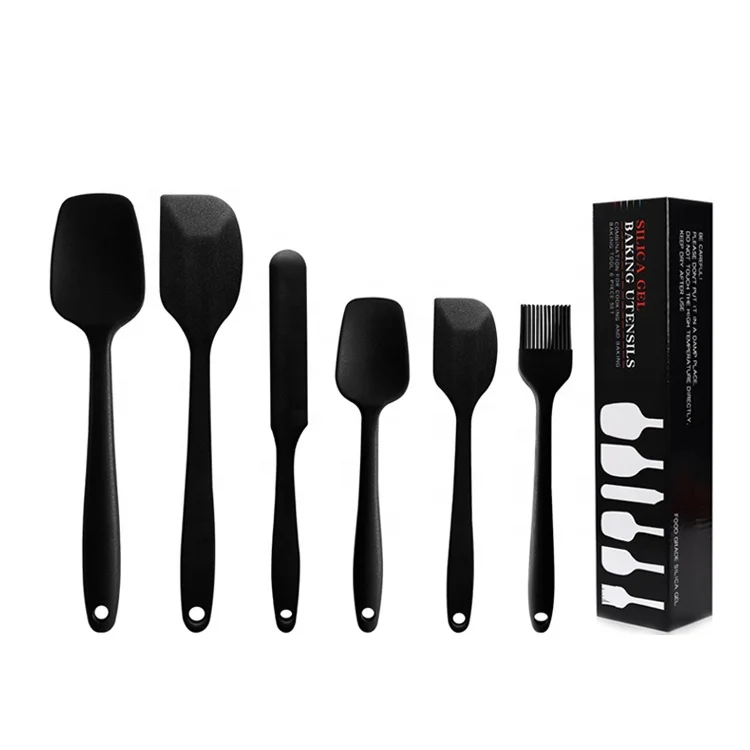 

hot sale kitchen baking cooking utensils tools set Silicone One Piece Seamless Design 6 piece Spatula Set