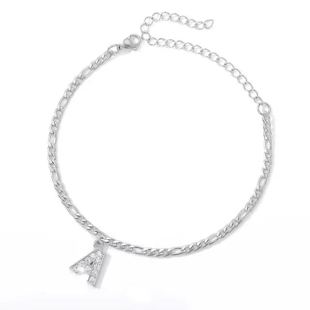 

High quality letter anklets 18k gold plated stainless steel women anklet for ladies