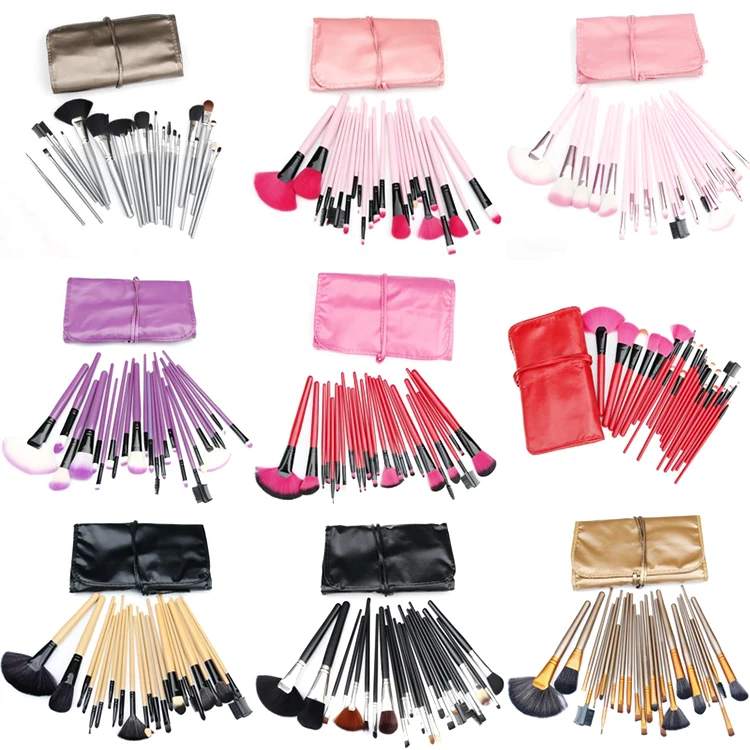 

Wholesale super soft private label low moq professional wood custom logo 24 pcs makeup brush set