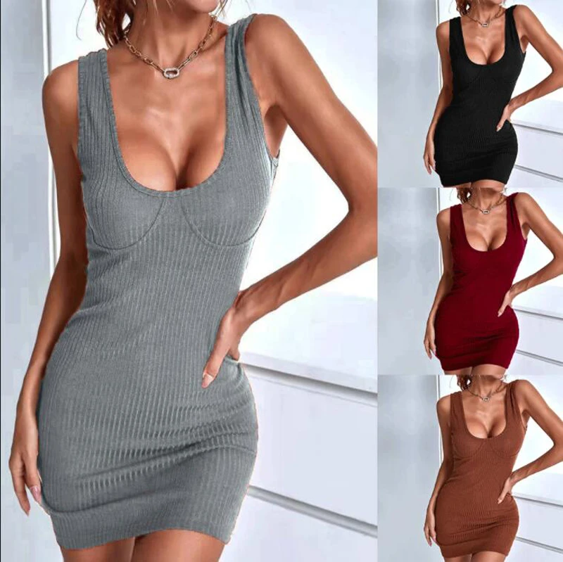 

Fashion Spring/summer 2022 Women's Vest Knitted Casual Tight Dress