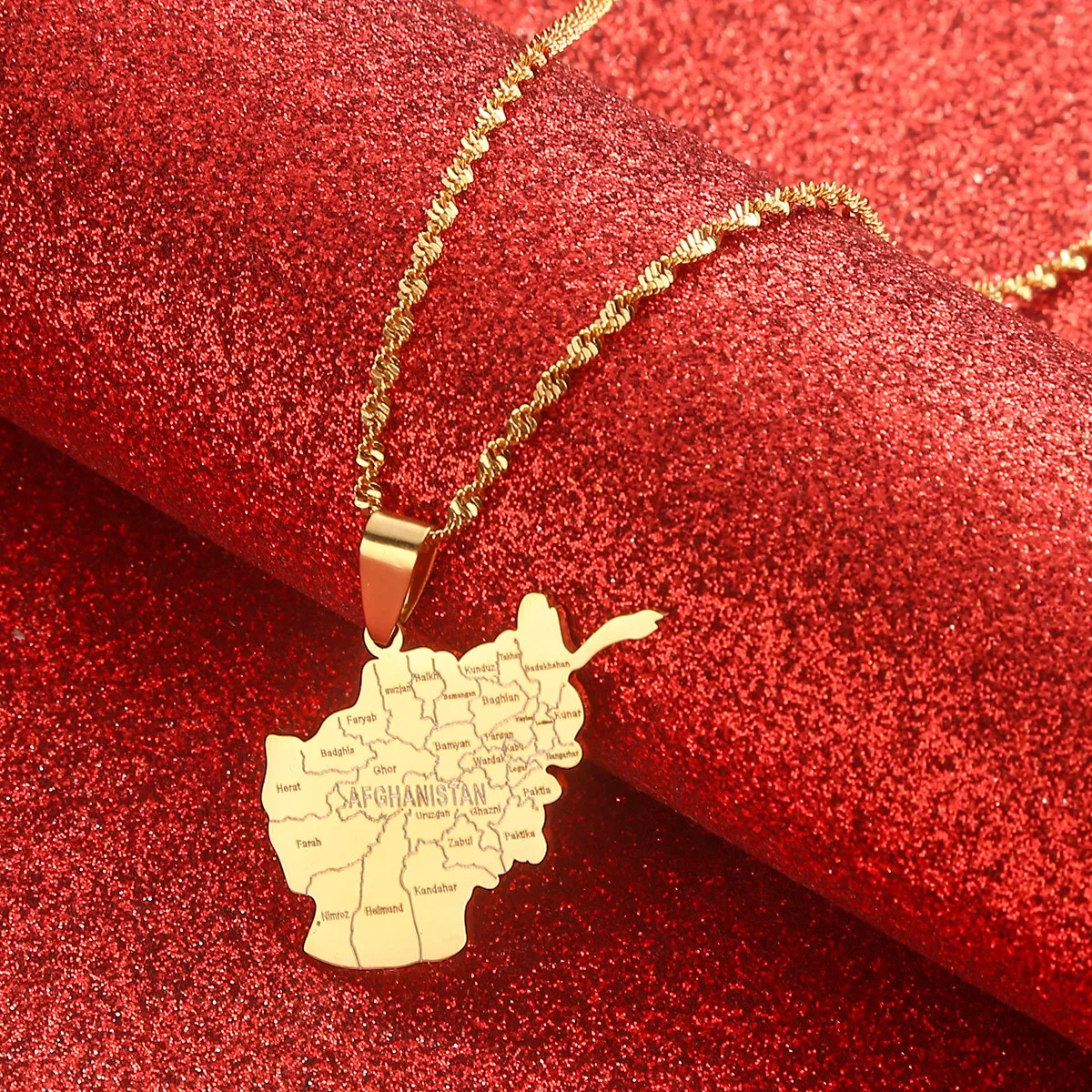 

Afghanistan Map With City Name Pendant Necklaces for Women Gold Color Silver Color Afghan Maps Jewelry