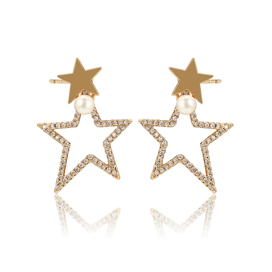 

A00551235 xuping New elegant niche fresh double star pearl earrings