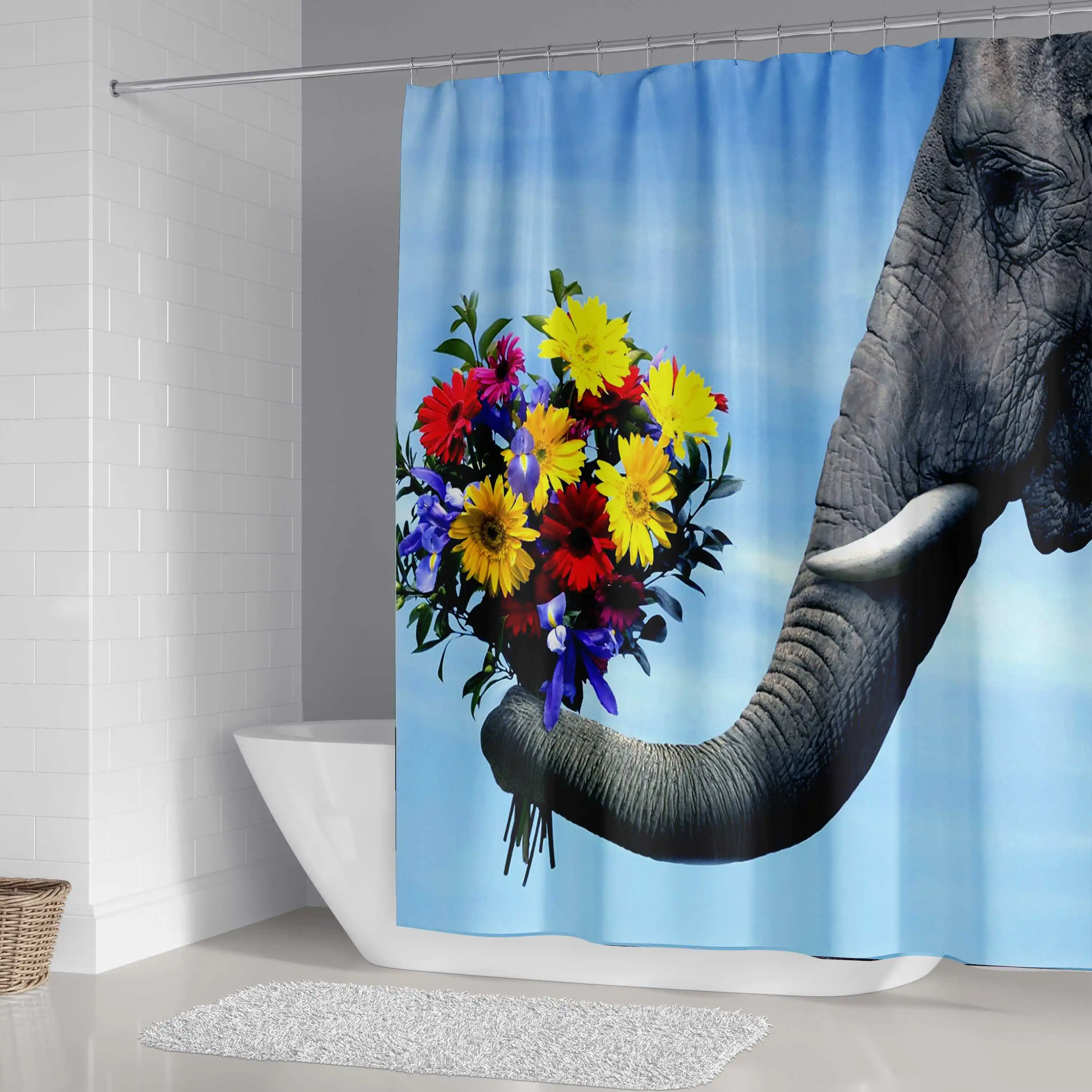 

Latest design animal curtain bathroom luxury wholesale shower curtains