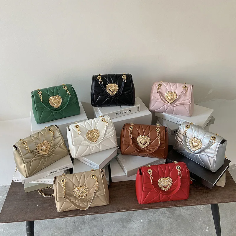 

Ladies Heart Metal Lock PU Vegan Leather Shoulder Crossbody Bags for Women Purse
