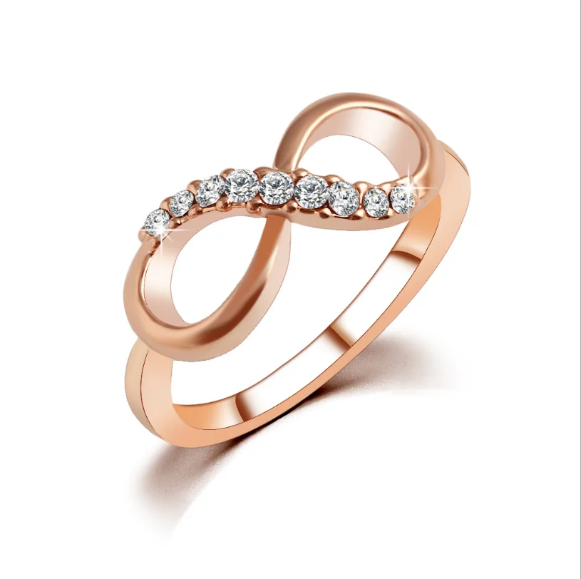 

Pour eight Rose Gold Plated Peace Love Hope Inspirational Saying Knuckle Ring Set For Women