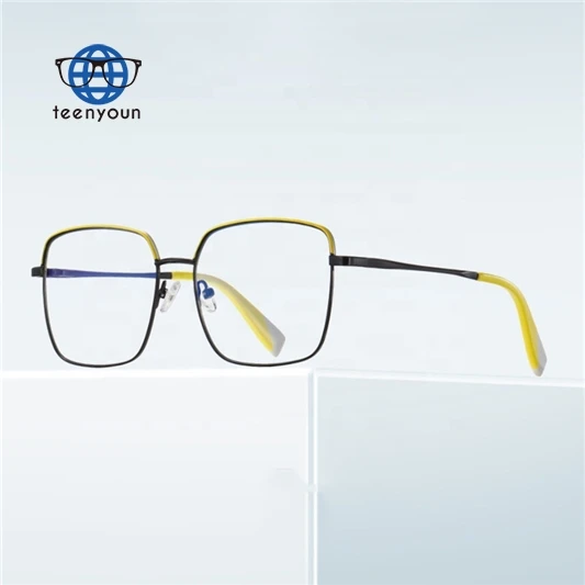 

Teenyoun Eyewear Latest Famous Design Spectacle Frames Anti Blue Light Square Metal Glasses Frame Eyeglass For Student