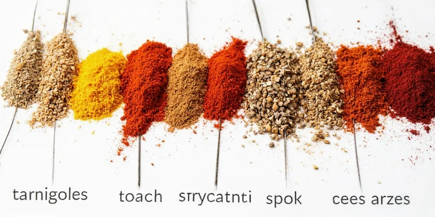 Various spice jars representing different cuisines