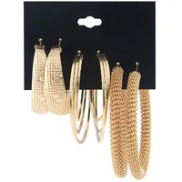 

Fashion simple gold ladies 3 pairs / set of exaggerated big hoop earrings