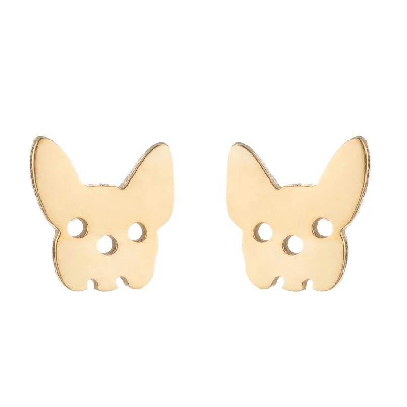 

Cute Stainless Steel Dog Pendant Stud Earrings For Women 2021 Huggies Animal Gift Statement Jewelry