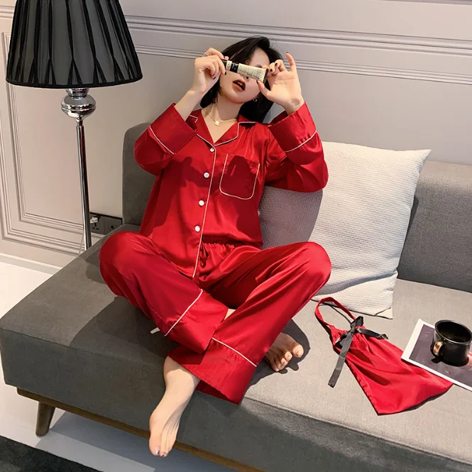 Korean Ladies Pajamas Set Oversize Long Sleeved Suit Loungewear And ...