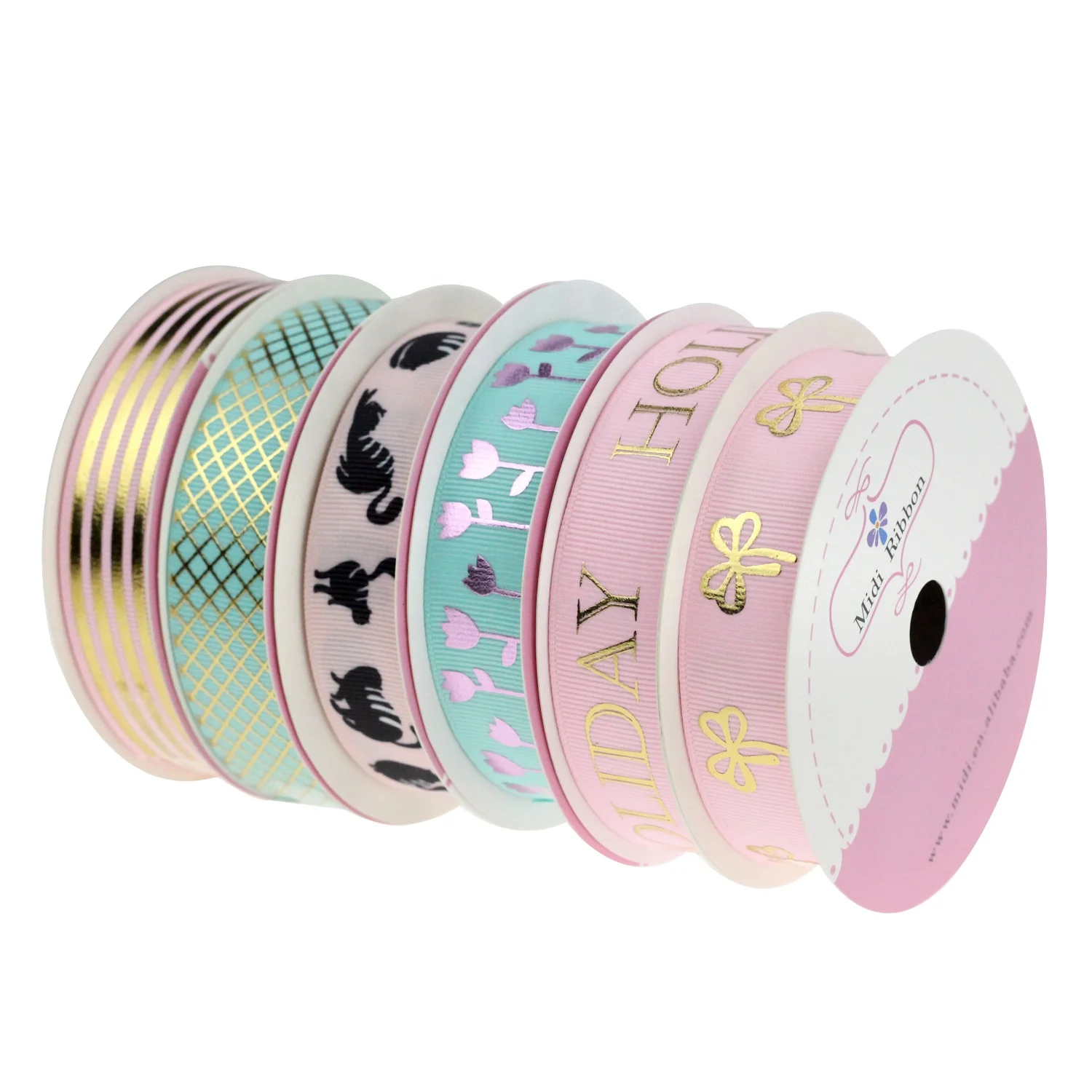 

High Quality Stock Sell 7/8" Luxury Foil Print Stock Sell Grosgrain Bows Gift Wrapping Ribbon