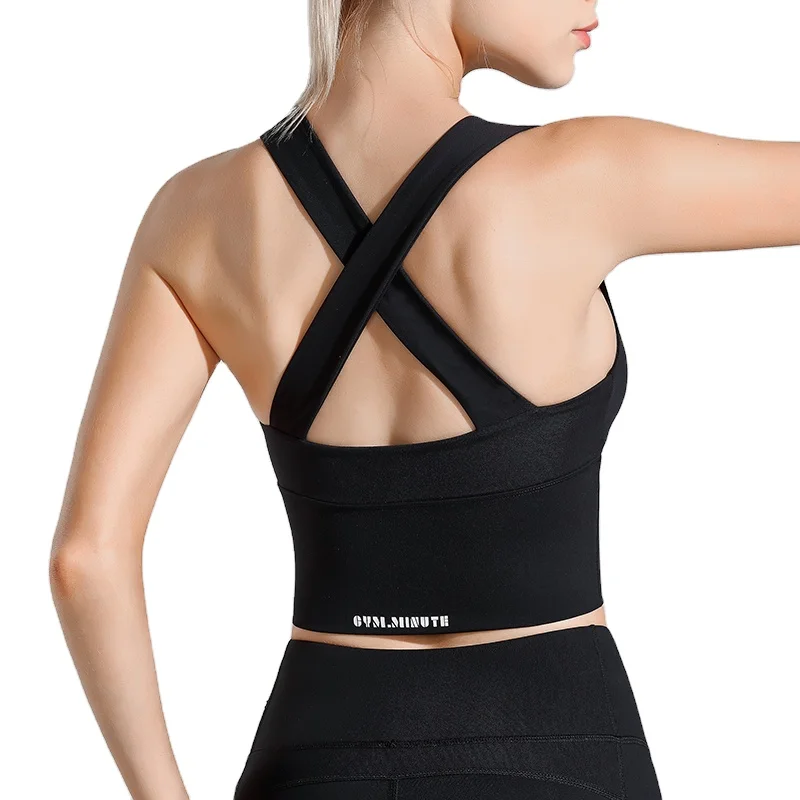 

private label black cross back high impact zipper high-support sport bra for large breast, As picture or cutomized