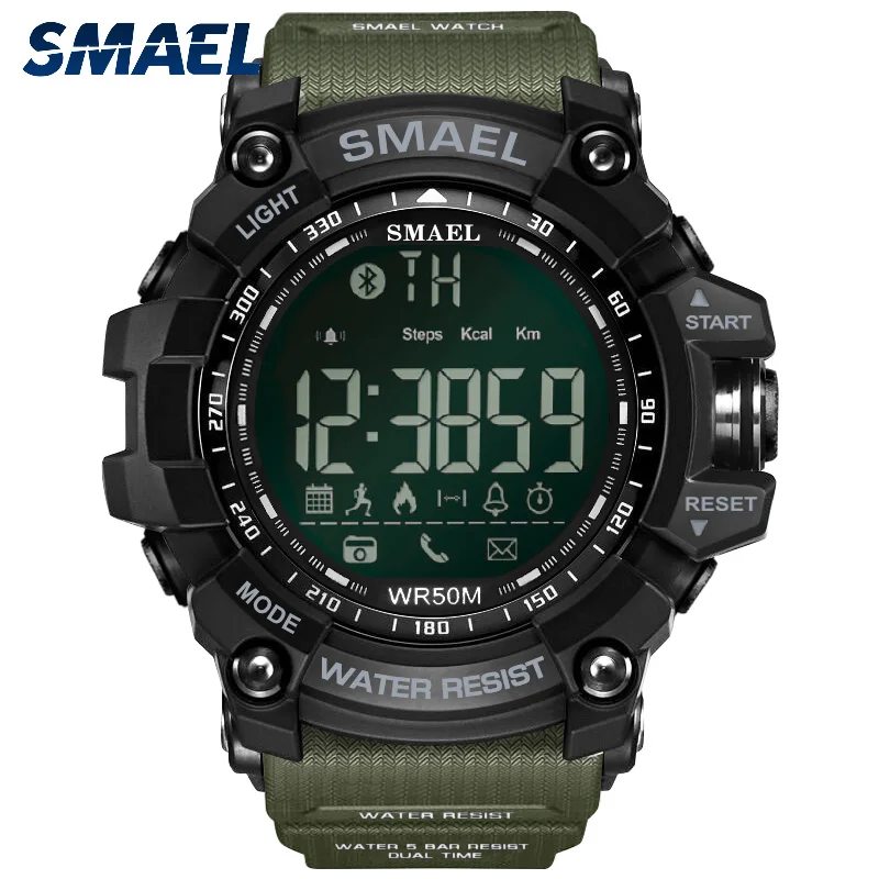 

Smael 1617 top 10 brands green men smart watch costume Silicone band big dial wireless storage sports watch set