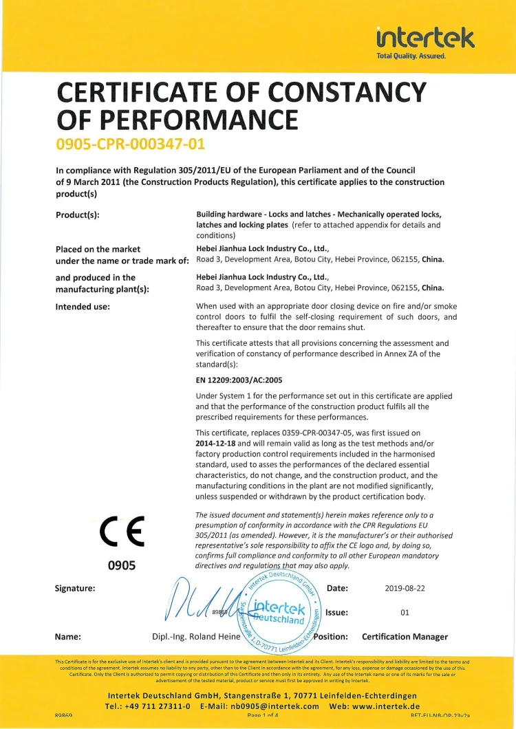 
65mm backset night latch lock 6572ZN for fire wooden doors with CE certification 