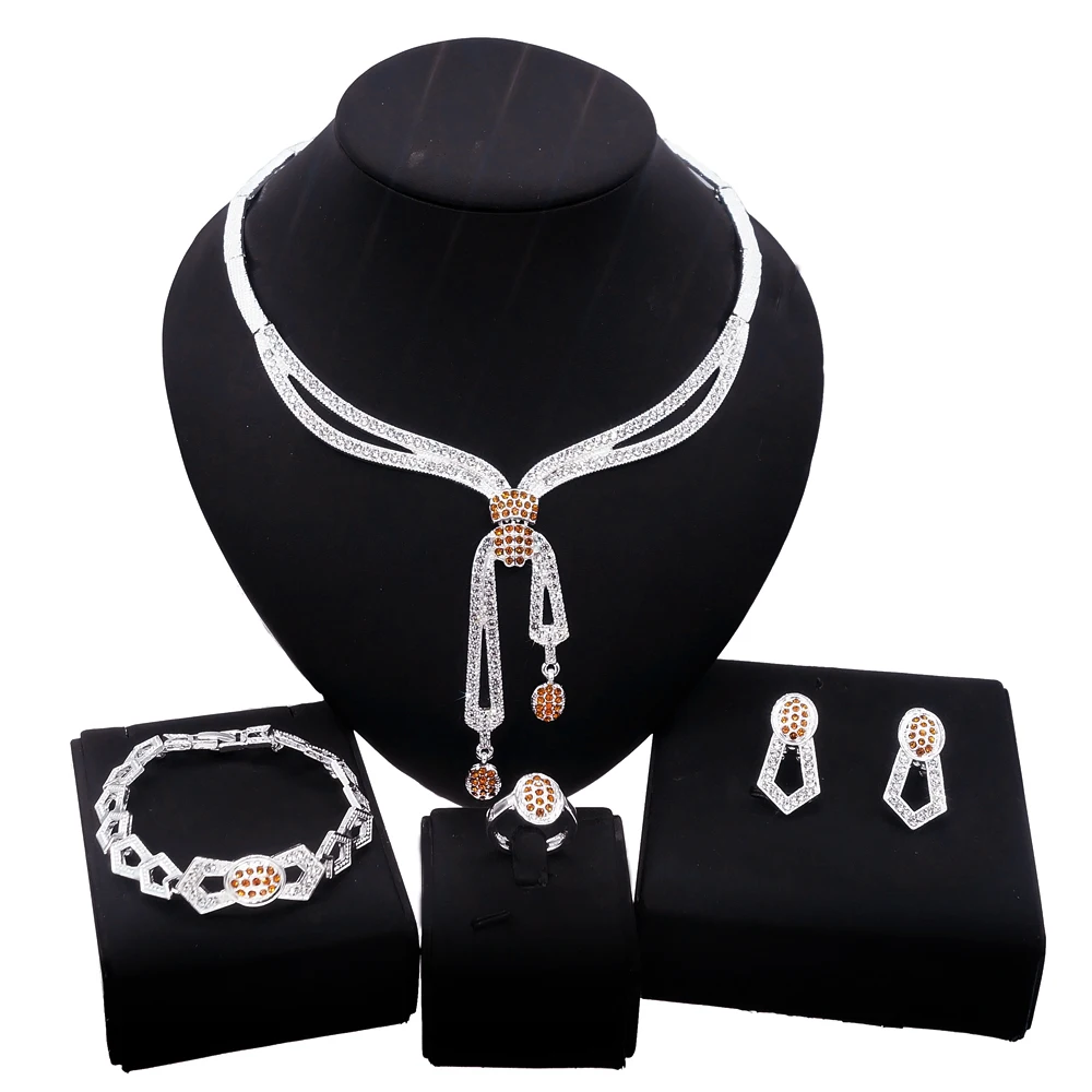 

Yulaili Multicolor Irregular Shape Slender Necklace and Classic Arabian Bridesmaid Exquisite Four-Piece Jewelry Sets collection