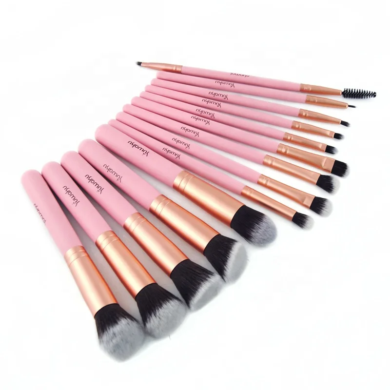 

Wholesale Customize Makeup Brush Set 14 Pcs beauty products Rose Gold premium professional brushes set