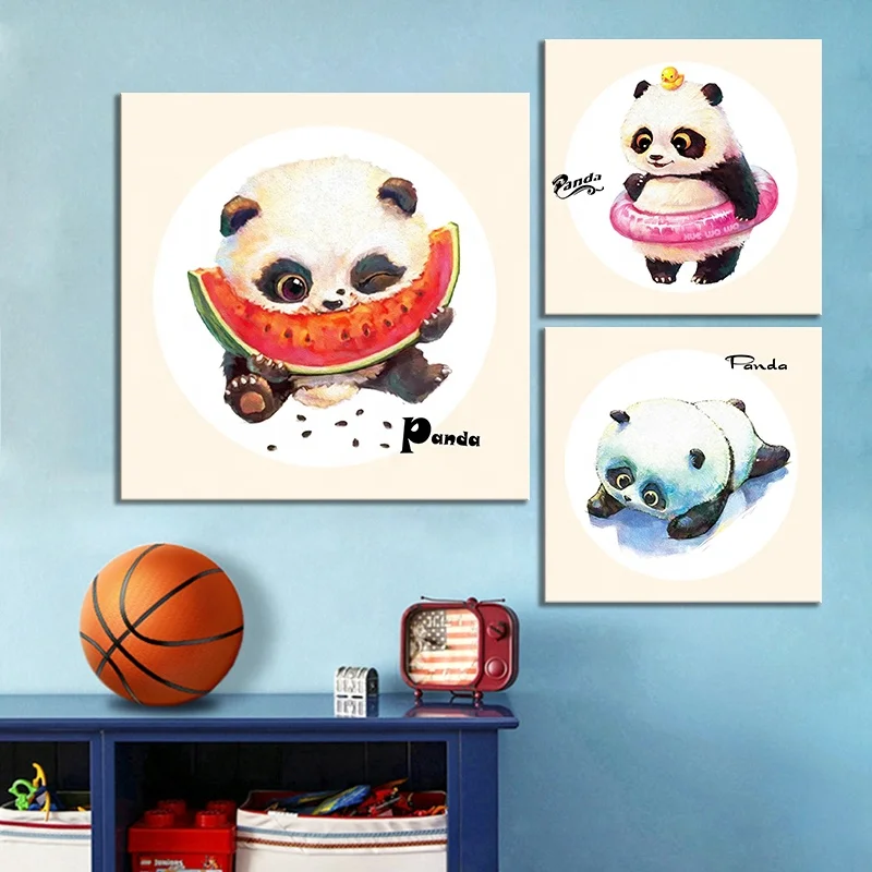 

Cute Animal Canvas Oil Painting Children Room Decor Panda Poster Cartoon Wall Art Canvas, Multiple colours