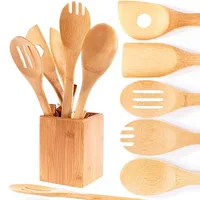 

Wholesale Natural Color 6PC Combination 100% Natural Degradable eco-friendly Bamboo Wood Kitchen Utensils Set