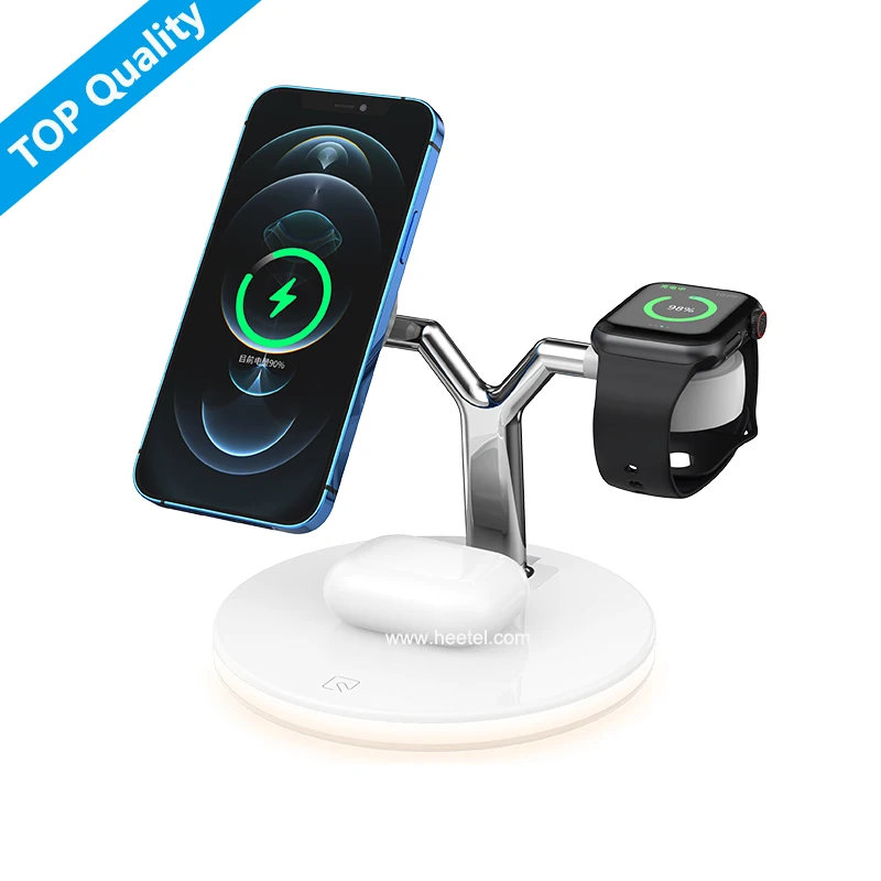 

Newly Phone Holder 3 in 1 Wireless charging Dock Station QI J970 phone charger for cellphone earphone watch charger, White/black