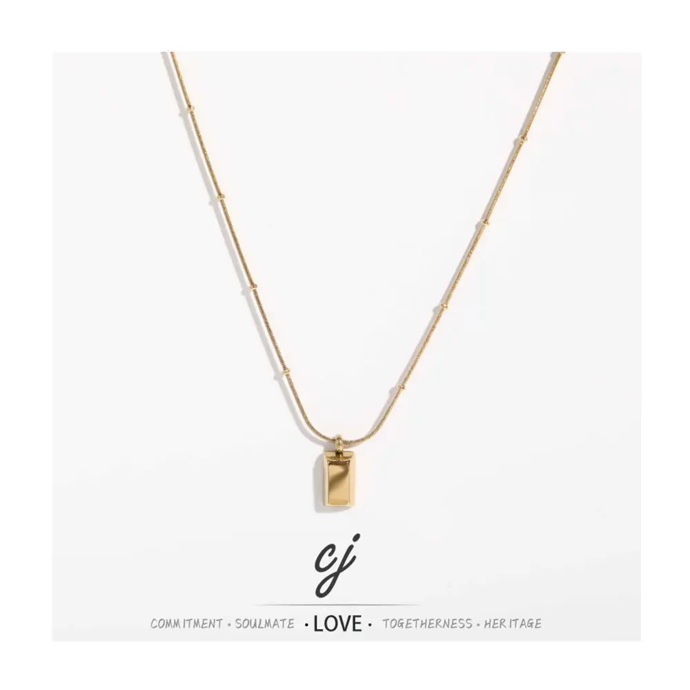 Carline Women's Stainless Steel Minimalist Pendant Necklace Gold Plated Fashion Design Trendy Simple Style for Engagement