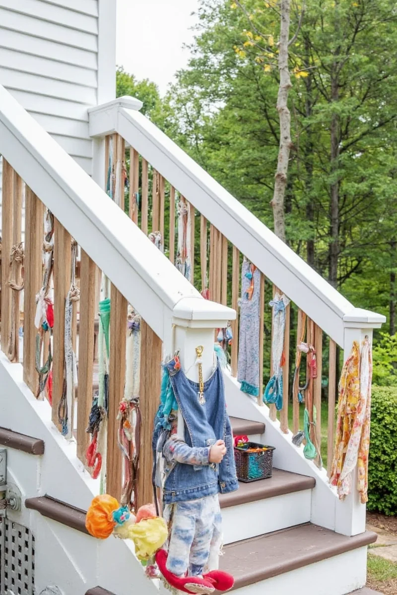 Rounded metal exterior railing