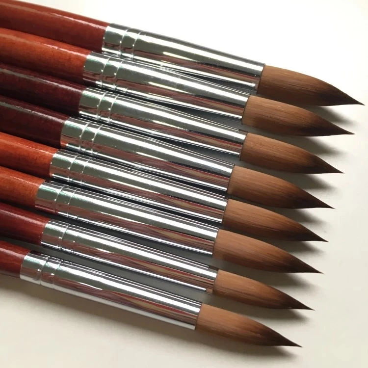 

100% Kolinsky Sable Pen Round Top With Red Wood Handle Nail Brush Drawing Pen, Brown