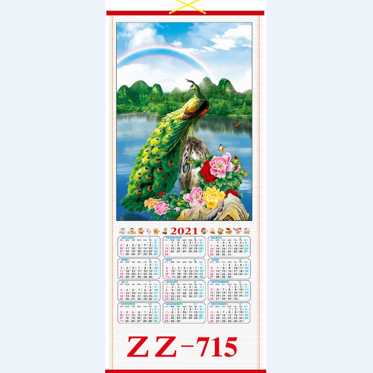 
cane wall scroll calendar 2021 paper wall calendar manufacturer directly sale 