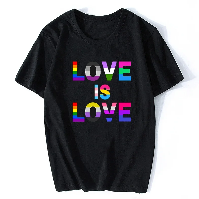 

Love Is Love Rainbow Gay Pride LGBT Gay Les T-shirt Short Sleeve Hipster Tops Vogue Tshirt Aesthetic Harajuku Fashion T Shirts, Picture shows