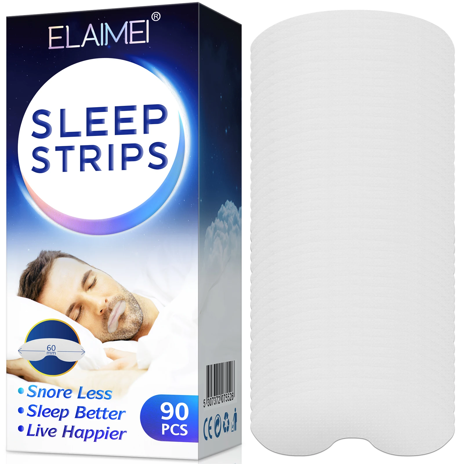 

ELAIMEI private label sleep strips lip shape improves sleep relieves snoring mouth tape sleep stripsanti snore mouth tape
