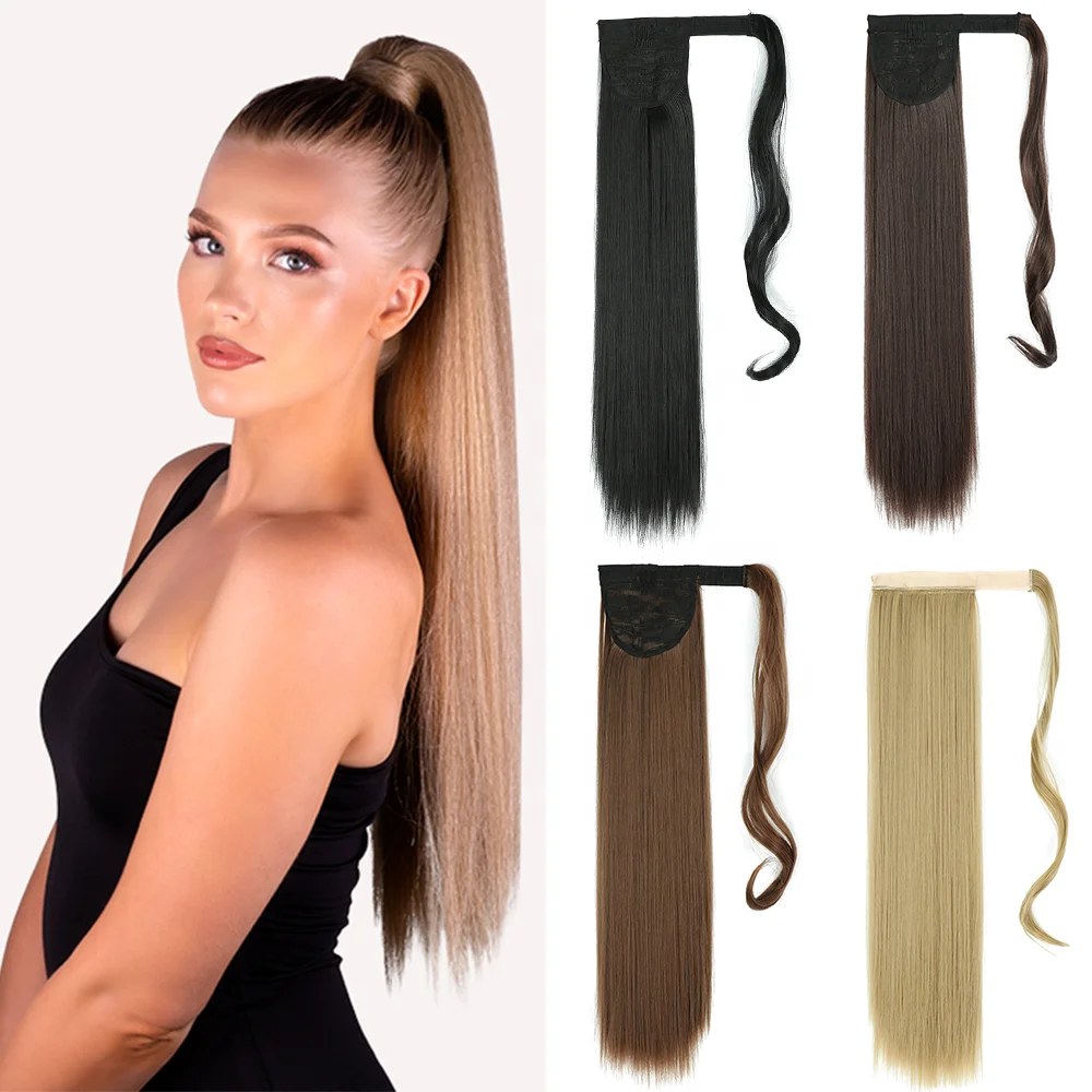 

BQ Long Straight Synthetic Ponytail Wrap Ponytail Wrap Clip In Ponytail Synthetic Wigs, Colorful