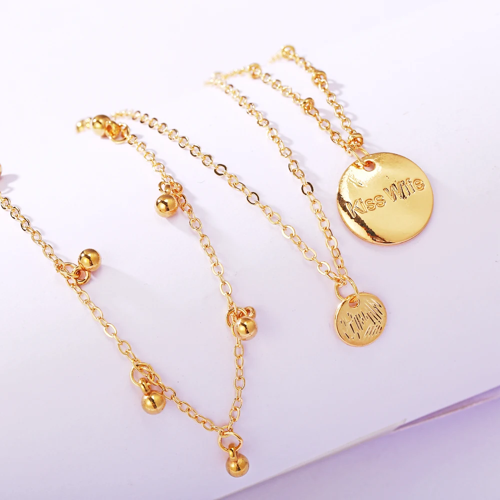 

51350 Custom gold plated necklace alloy shell pendant choker women necklace jewelry multi layer necklace