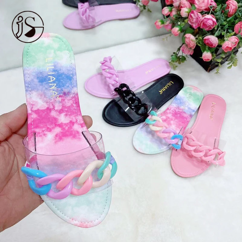 

Fashion chain slippers with candy-colored ladies sandals Sliper On PVC, Picture