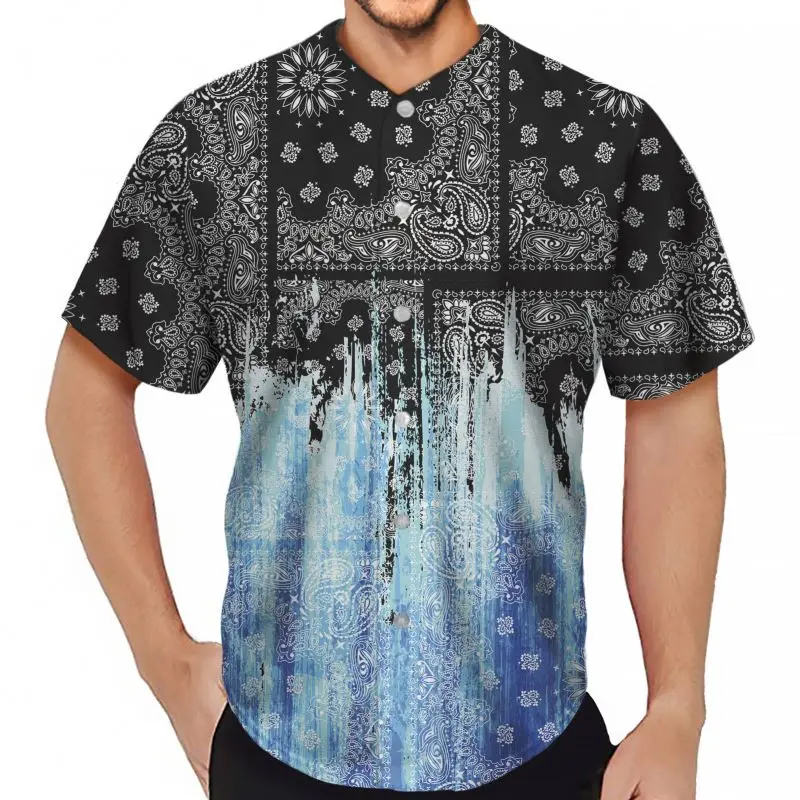 

Wholesale Stylish Tie dye Pattern Men T shirt Printed Casual Short Sleeve O Neck Tops Button Up Tunic Floral Summer Blouse Plus, Customized color