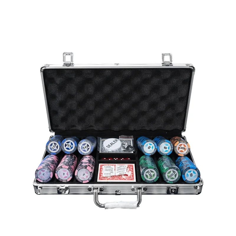 

YH 300pcs Wholesale 14g Clay Custom Design Playing Poker Monte Carlo Casino Poker Chips Set With Case, Mix color
