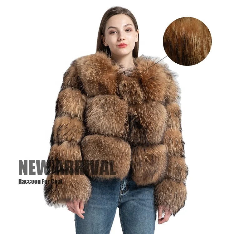 

New Arrival Thick Warm Ladies Winter Fur Jacket Women Real Raccoon Fur Coat, Customized color