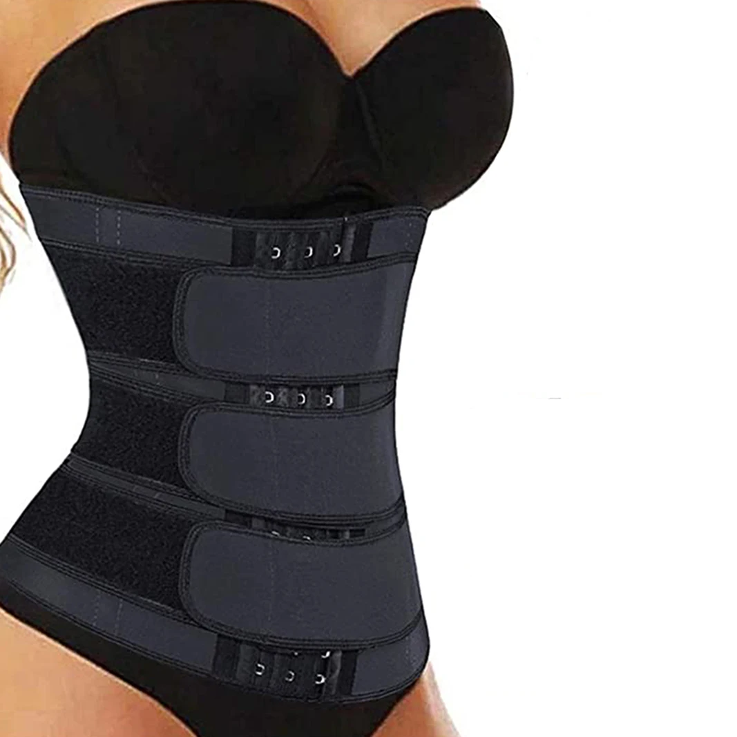 

TENNEIGHT Weight Loss Corset Workout Latex Tummy Sweat Slimming Belt Triple Strap Waist Trimmer for Women, Black/blue/yellow/purple