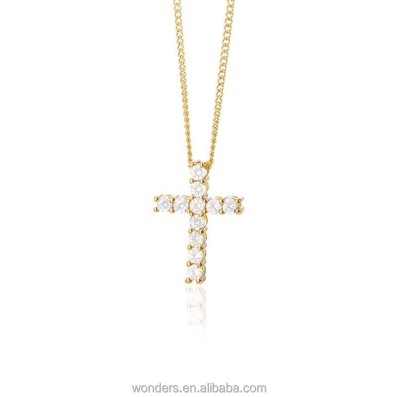 

Dainty Rhinestone Cross Pendant Necklace Small Charm Faith Mom Necklaces