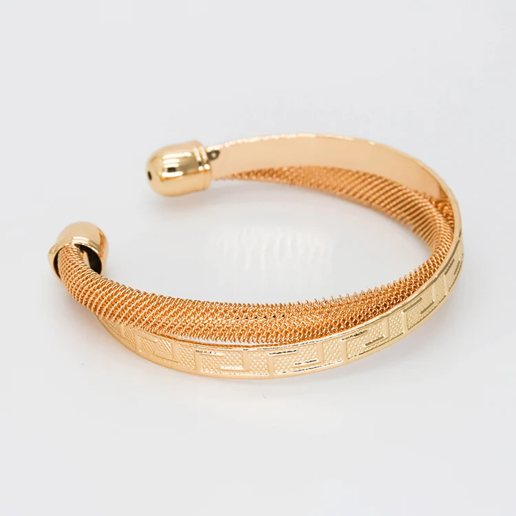 

High quality delicate gold plate mesh link bracelet for women popular cuff bracelets bangles for lady and girls
