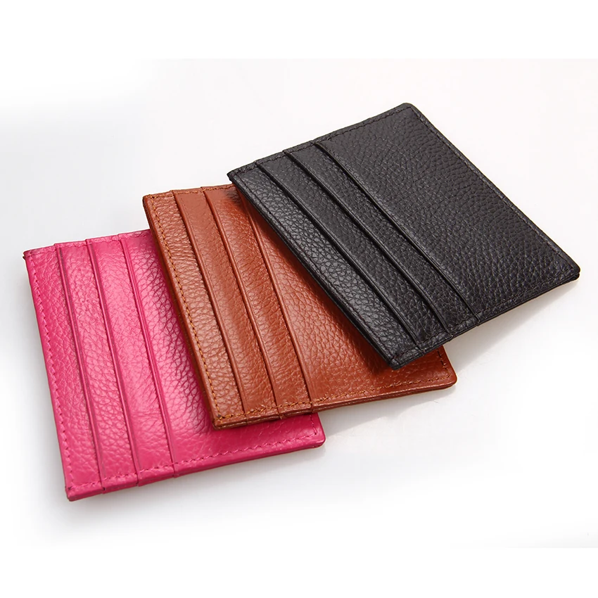 

Pebble Genuine Leather Card Holder Slim Wallet, Black, brown, dark pink